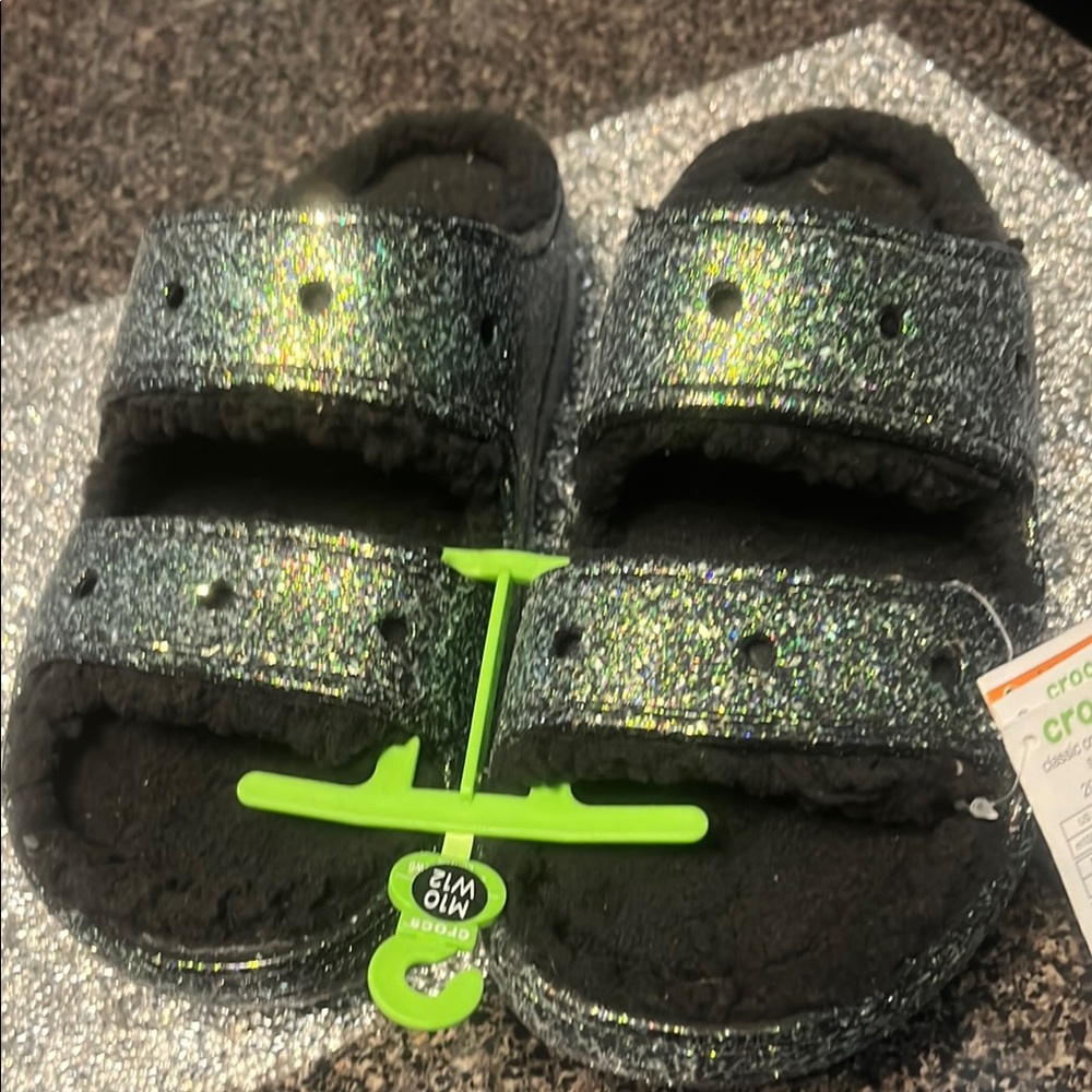 Womans Glitter Sandals - Black